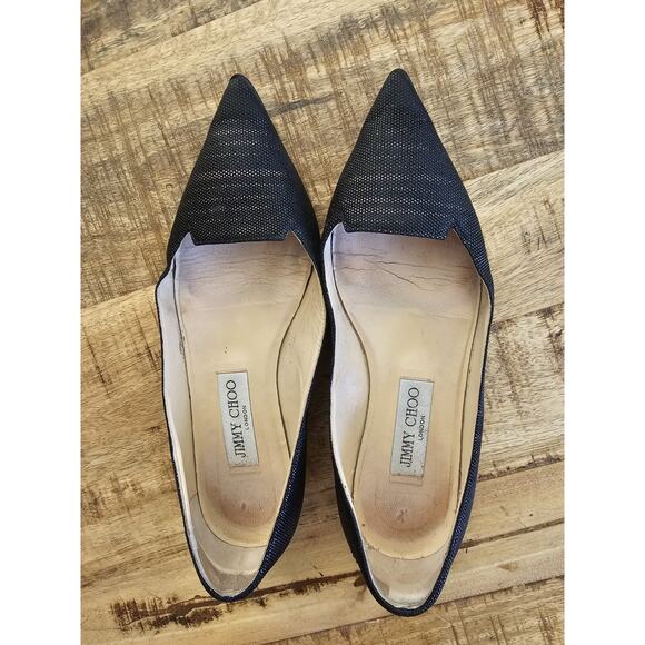 Jimmy Choo Ballet Flats Pointed Toe Women's Size 37/7 Slip On Black - Picture 16 of 16